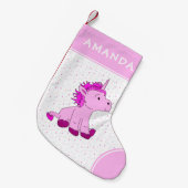 Cute Pink Unicorn Girly Kind Kleine Kerstsok (Voorkant (Hangend))