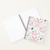 Cute  Pink Unicorn Girly Waterverf Monogram Notitieboek (Binnen)