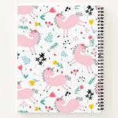 Cute  Pink Unicorn Girly Waterverf Monogram Notitieboek (Achterkant)