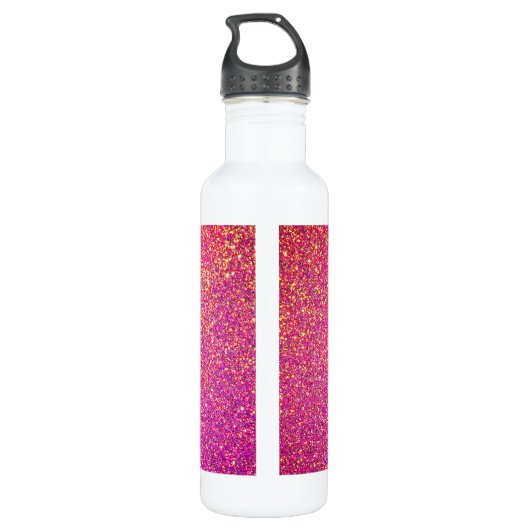 Cute Pink Unicorn Glitter Personalized Kinderen Waterfles (Achterkant)