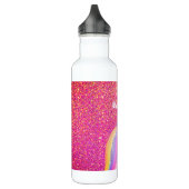 Cute Pink Unicorn Glitter Personalized Kinderen Waterfles (Links)