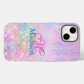 Cute Pink Unicorn Glitter rhinestone Drip monogram Case-Mate iPhone Case (Achterkant (horizontaal))