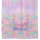 Cute Pink Unicorn Glitter rhinestone Drip monogram Douchegordijn (Voorkant)