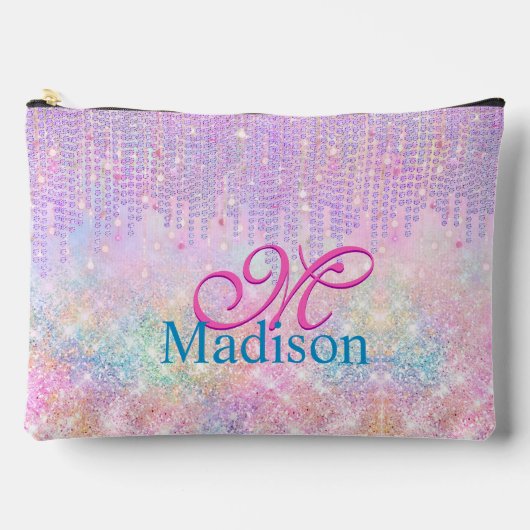 Cute Pink Unicorn Glitter rhinestone Drip monogram Etui (Voorkant)