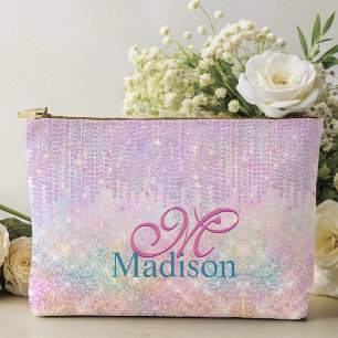 Cute Pink Unicorn Glitter rhinestone Drip monogram Etui