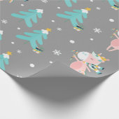 Cute Pink Unicorn kerstboomstructuur Cadeaupapier (Hoek)