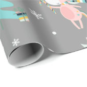 Cute Pink Unicorn kerstboomstructuur Cadeaupapier (Rol Hoek)