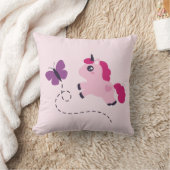 Cute Pink Unicorn met een Butterfly Kussen (Deken)