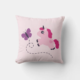 Cute Pink Unicorn met een Butterfly Kussen
