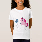 Cute Pink Unicorn met een Butterfly T-shirt (Voorkant)
