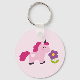 Cute Pink Unicorn met een ventilator Sleutelhanger
