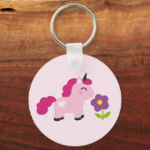 Cute Pink Unicorn met een ventilator Sleutelhanger (Voorkant)