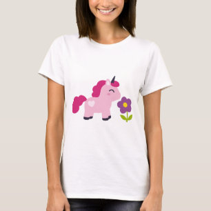 Cute Pink Unicorn met een ventilator T-shirt