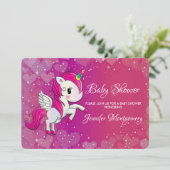 Cute Pink Unicorn met Wings Baby shower Kaart (Staand voorkant)