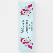 Cute Pink Unicorn met Wings Baby shower Spandoek (Verticaal)