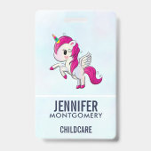 Cute Pink Unicorn met Wings Badge (Achterkant)