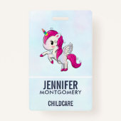 Cute Pink Unicorn met Wings Badge (Achterkant)