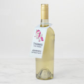 Cute Pink Unicorn met Wings Birthday Flessenhanger (Schuin)