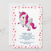 Cute Pink Unicorn met Wings Birthday Kaart (Achterkant)