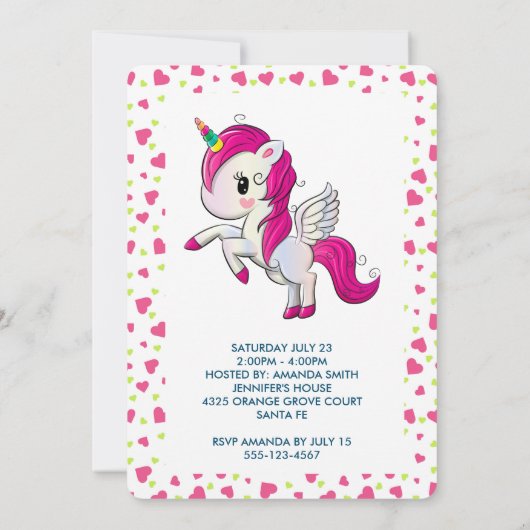 Cute Pink Unicorn met Wings Birthday Kaart (Achterkant)
