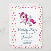 Cute Pink Unicorn met Wings Birthday Kaart (Voorkant)