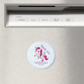 Cute Pink Unicorn met Wings Birthday Magneet (Insitu (Vaatwasser))
