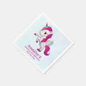 Cute Pink Unicorn met Wings Birthday Servet (Hoek)