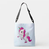 Cute Pink Unicorn met Wings Crossbody Tas (Achterkant)
