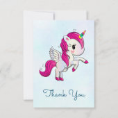 Cute Pink Unicorn met Wings Dank u Bedankkaart (Voorkant)