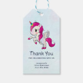 Cute Pink Unicorn met Wings Dank u Cadeaulabel (Voorkant)