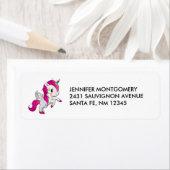 Cute Pink Unicorn met Wings Etiket (Insitu)