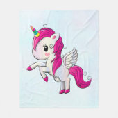 Cute Pink Unicorn met Wings Fleece Deken (Voorkant)