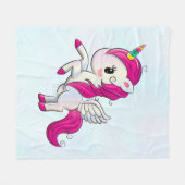 Cute Pink Unicorn met Wings Fleece Deken (Voorkant (Horizontaal))