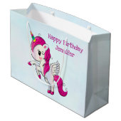 Cute Pink Unicorn met Wings Groot Cadeauzakje (Achterkant Gekanteld)