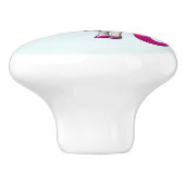 Cute Pink Unicorn met Wings Keramische Knop (Zijkant)