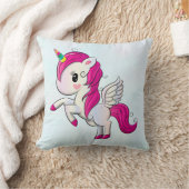 Cute Pink Unicorn met Wings Kussen (Deken)