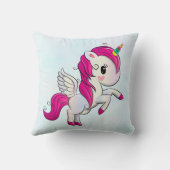 Cute Pink Unicorn met Wings Kussen (Achterkant)