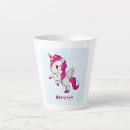Cute Pink Unicorn met Wings Latte Mok