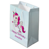 Cute Pink Unicorn met Wings Medium Cadeauzakje (Achterkant Gekanteld)