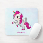 Cute Pink Unicorn met Wings Muismat (Met muis)