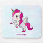 Cute Pink Unicorn met Wings Muismat (Voorkant)
