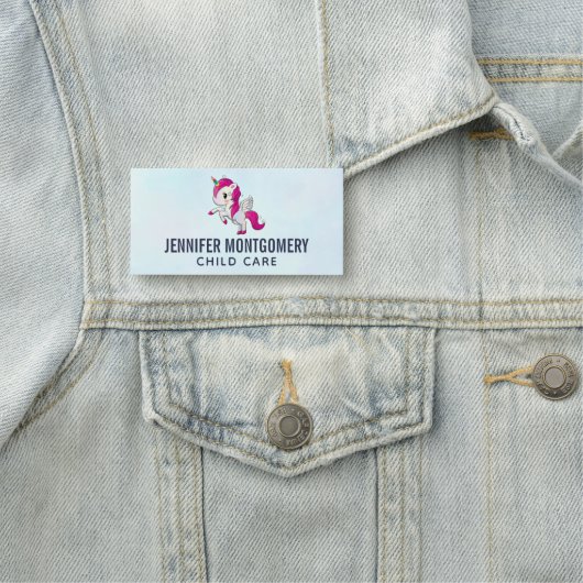 Cute Pink Unicorn met Wings Naamplaatje (In situ)