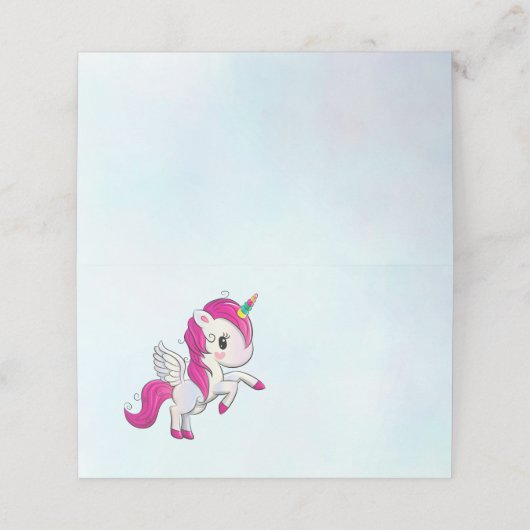 Cute Pink Unicorn met Wings Plaatskaartje (Buitenkant ongevouwen)