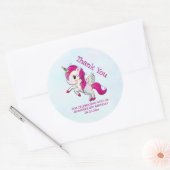 Cute Pink Unicorn met Wings Ronde Sticker (Envelop)
