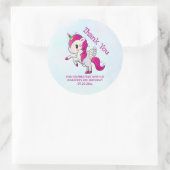 Cute Pink Unicorn met Wings Ronde Sticker (Tas)