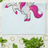 Cute Pink Unicorn met Wings Theedoek (Gevouwen)