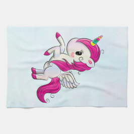 Cute Pink Unicorn met Wings Theedoek