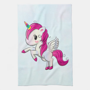 Cute Pink Unicorn met Wings Theedoek