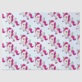 Cute Pink Unicorn met Wings Tissuepapier