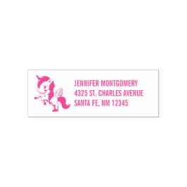 Cute Pink Unicorn met Wings Zelfinktende Stempel